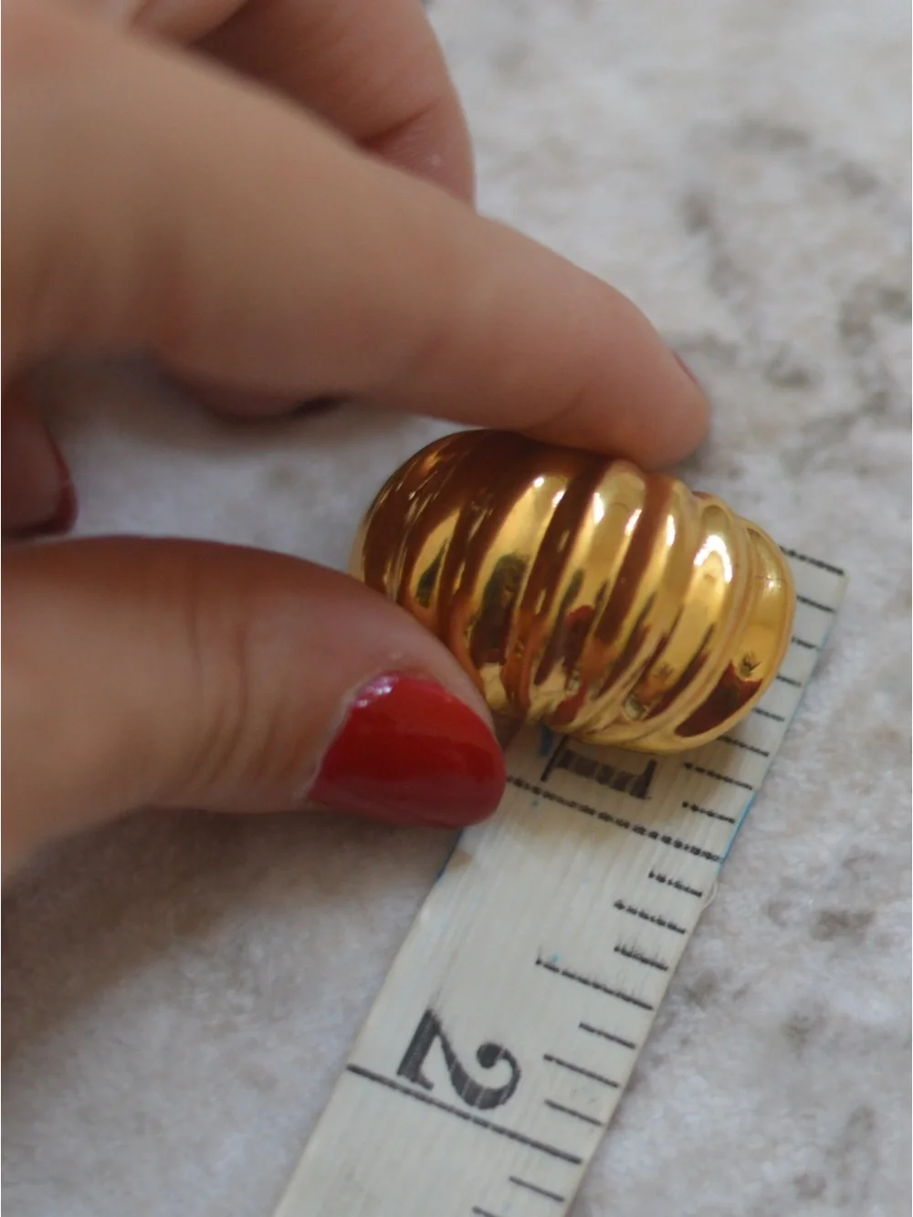 Large vintage givenchy chunky gold clip on shrimp ribbed earrings